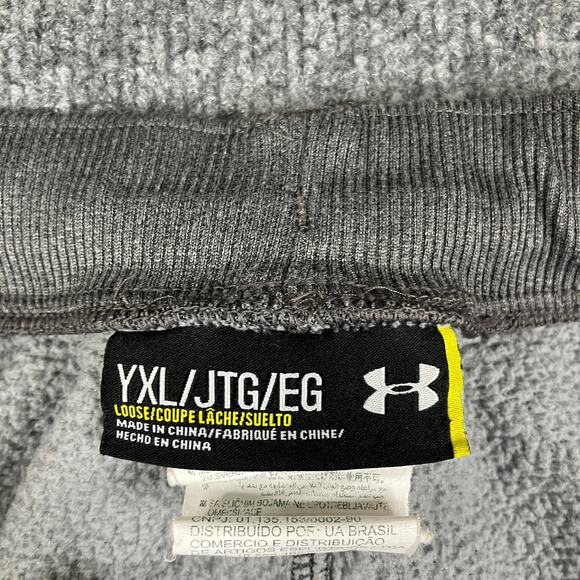 Under Armour Joggers Youth XL Gray Sweatpants Fleece Athletic Loose Fit - Picture 2 of 10